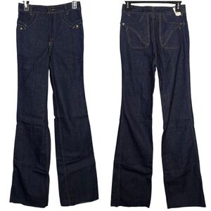 Vintage 70s Bell Bottom Flare Jeans High Rise Dark Wash size 28 x 37 Hong Kong